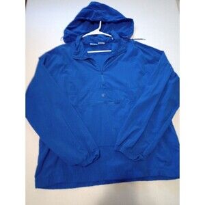 Vintage 90s Champion Mens Large Hooded Pullover Anorak Jacket Blue Collapsible